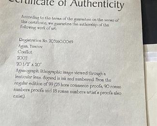 Certificate of Authcitcity. 