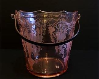 Cambridge Pink Depression Glass Ice Bucket 