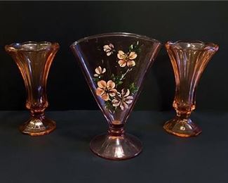 Pink Depression Glass Vase Collection