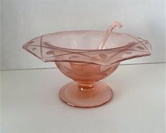 Vintage Pink Depression Glass Condiment Dish 