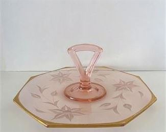 Vintage Pink Depression Glass Tidbit Tray