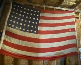 Antique SM Saunders Military American Flag With 48 Stars