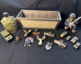 Cabelas Magnets Jim Beam Canteen Tanks Carved Wood Bear And Bin