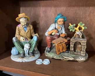 Capodimonte Porcelain Figures With Dog Made In Japan