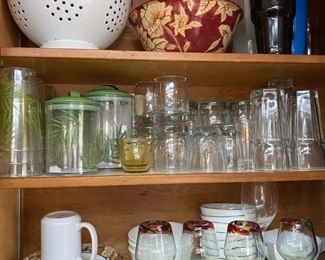Correlle Bowls Blown Glass Wine Goblets Collander Glassware