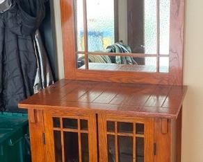 Mission Style Entry Cabinet With Mirror