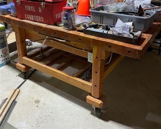 Powered Work Bench With Two Bench Vice Grips Clamps Tools Supplies More