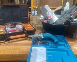 Ridgid Case With Misc Tools Makita Cement Shear Model JS8000 In Case Drywall Hand Tools