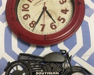 Sterling Noble Red Clock Timex Motorcycle Clock