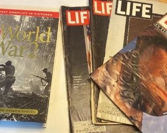 Vintage JFK and LBJ Life Magazines And Life WWII Photo Book