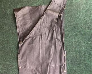 Raider Mens Black Leather Motorcycle Chaps Size XXL