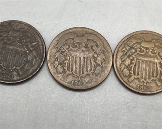 3 Two Cent Pieces