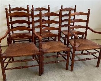 6 Cherry Ladderback Rush Seat Chairs