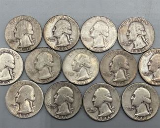 13 Washington Quarters 1940s