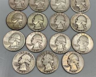 15 Washington Liberty Quarters 1940s