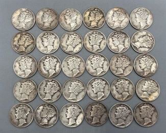 30 Mercury Dimes 1930s 1940s