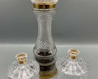 Crystal Pepper Mill and Condiment Jars