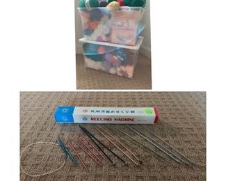 Reeling Machine, Knitting Needles, and Acrylic Yarn