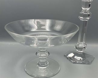 Val St Lambert Crystal Trifle Bowl and Candlestick