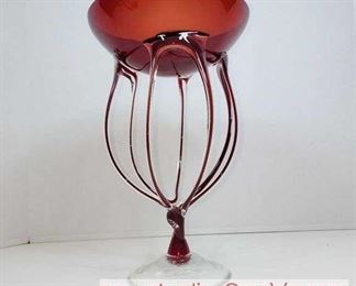 4 MidCentury Modern  MCM Octopus Glass Pedestal Bowl possible Jozefina Krosno