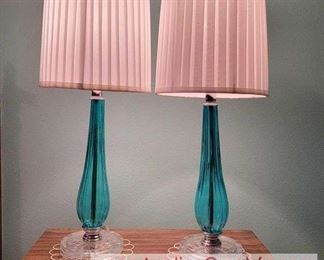 5 Pair of Lamps. Glass and Acrylic