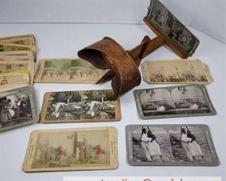 14 Antique Stereo Opticon Viewer with Stereo Cards.