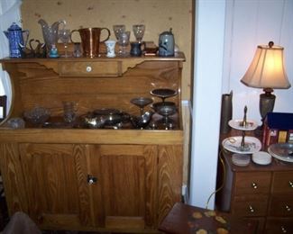 PINE DRY SINK, SILVER-PLATED ITEMS & OTHER SMALLS