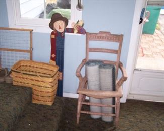 STEP BASKET, OLD SIDE CHAIR & MISC.