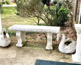 Swan Statues and bench