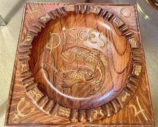 Vintage Wood Carved Pisces 