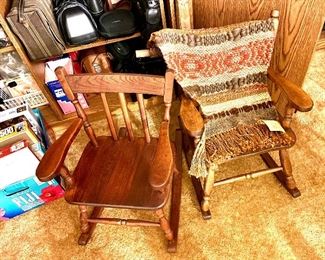 Two adorable Children’s Wood Rocking Chairs