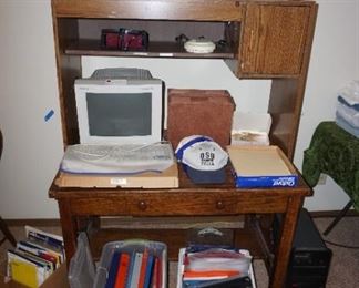 computer, desk, office supplies