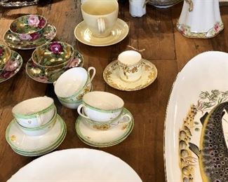 chocolate set, tea sets, demitasse, fish set (German)
