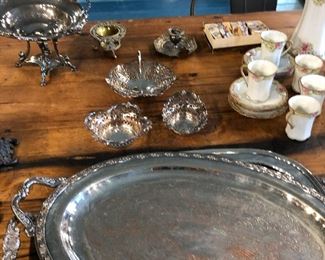 silver plate serving trays