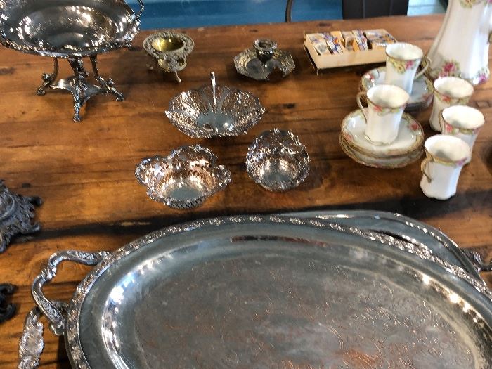 silver plate serving trays