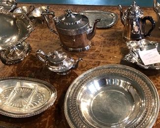 silver plate, American serving and coffee sets