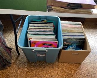Several boxes of vintage vinyl records