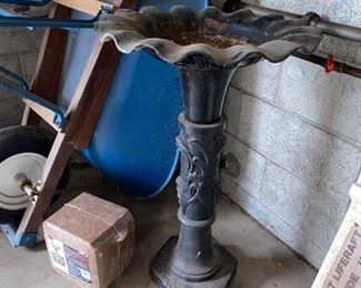 Cast iron bird bath garage
