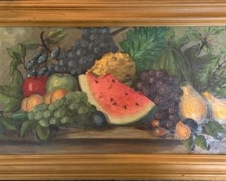 Gorgeous oil painting of fruit grouping. Framed and ready to enjoy.