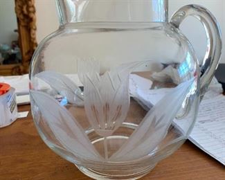 lovely crystal pitcher with tulip