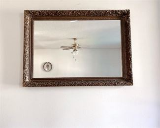 GORGEOUS Statement Mirror - carved wood with a gold tone!