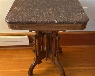 020 Marbled Topped Parlor Table Victorian