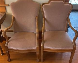 033 Pair Of High Back Upholstered Chairs