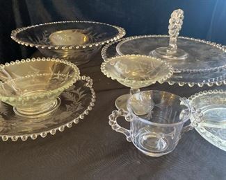 048 Vintage Etched Candlewick Serving Plates Bowls And More