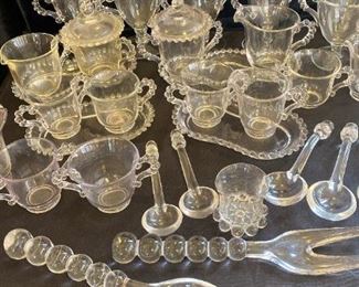 073 Vintage Candlewick Glass CreamersSugar Bowls Serving Spoons More