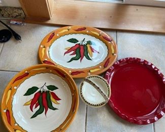 083 Chili Pepper Serving Bowl Tray And More