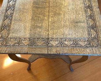 107 Carved Top Wood Occasional Table