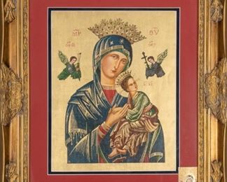 Eastern orthodox icon, depicting Mary and Jesus