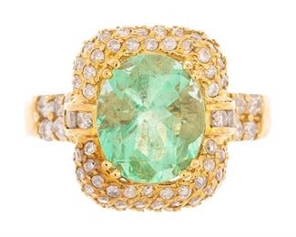 14k Emerald Diamond Ring