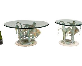Angelfish Glass Top Coffee Table and End Table